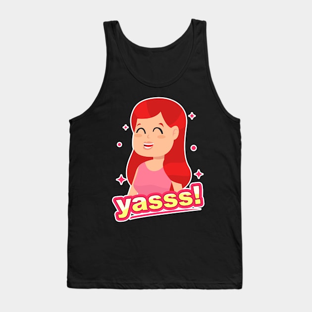 Smiling Girl Yasss Cartoon Tank Top by BrightLightArts